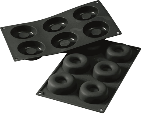 Moule 6 savarins ou donuts silicone noir avec particules de métal - Tom  Press