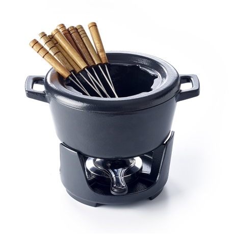 Appareil à fondue savoyarde en céramique avec fourchettes et plat