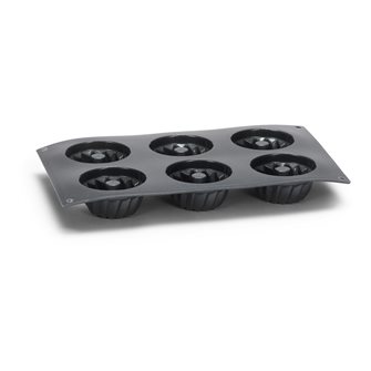 Moule 6 mini kouglofs silicone noir avec particules de métal