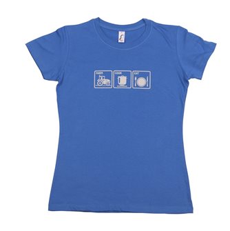 T-shirt femme XXL Farm Cook Eat Tom Press bleu sérigraphie grise