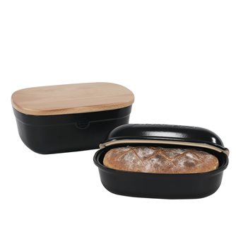 Set moule à miche de pain et boîte de conservation en céramique noir truffe Emile Henry - Exclusivité